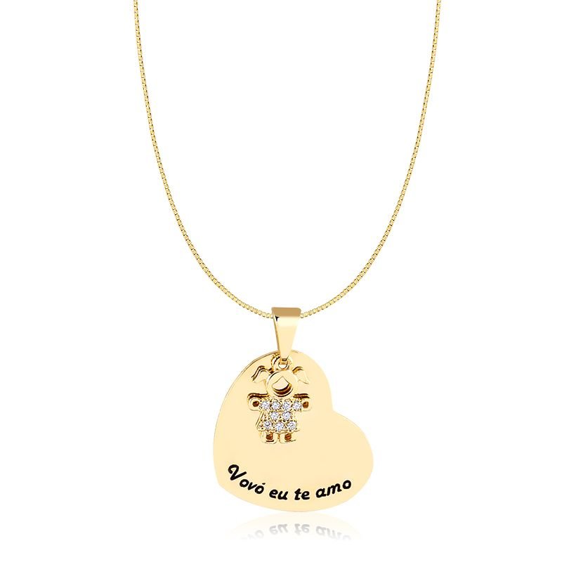 Colar Personalizado Coração Vovó Eu te Amo