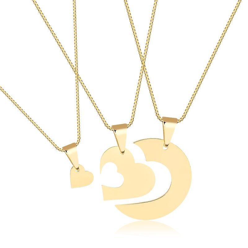 Colar Personalizado Encaixe de Corações 3 Peças