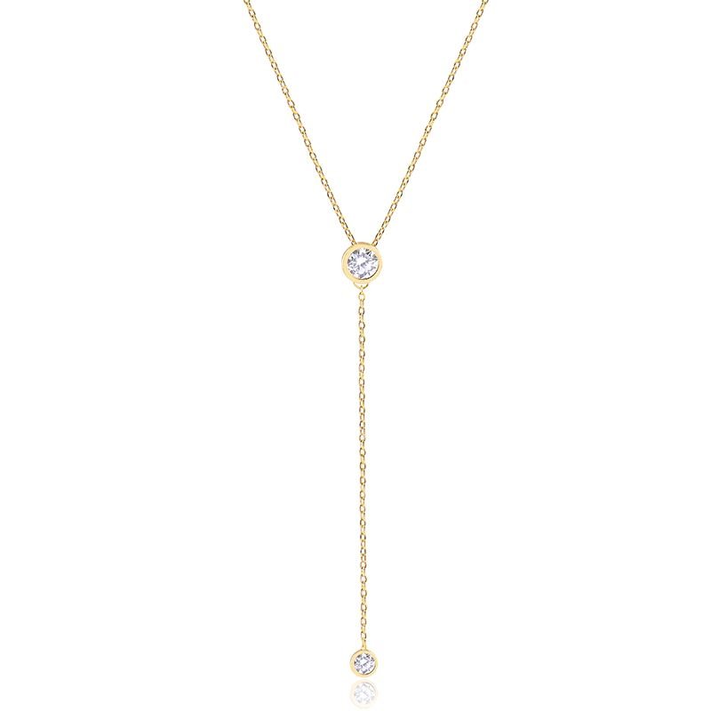Colar Gravatinha Ponto de Luz Duplo Folheado a Ouro 18k