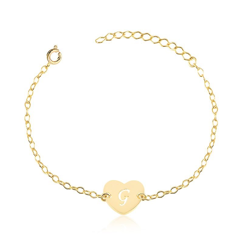 Pulseira Personalizada Coração com Inicial Vazada