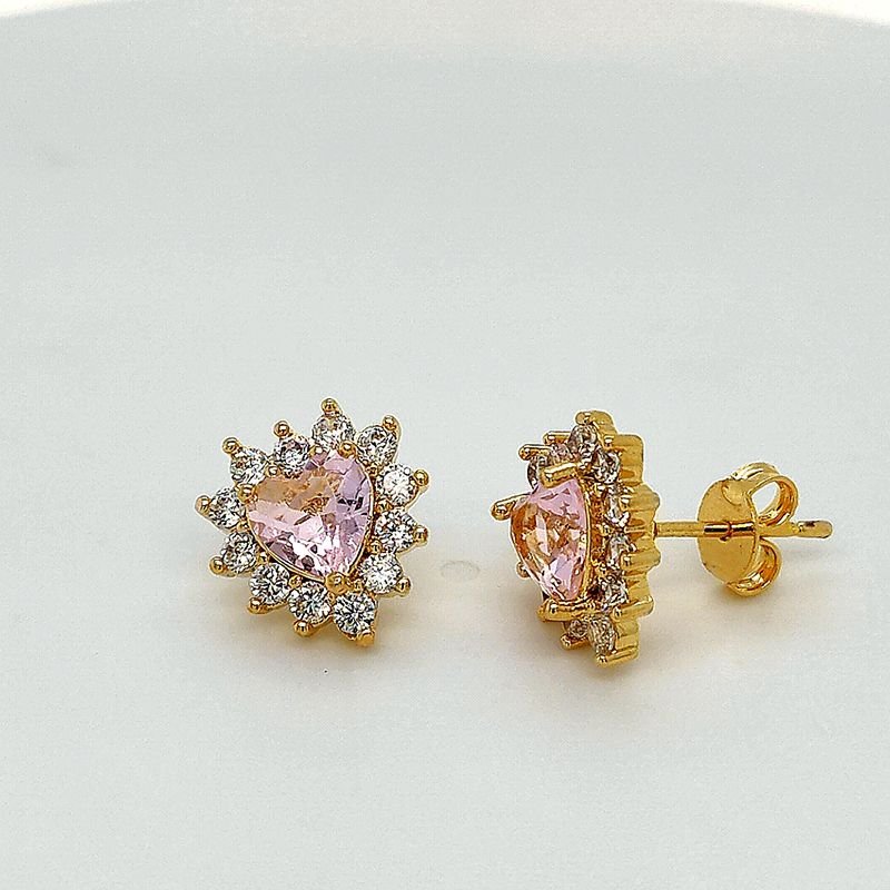 Brinco Coração Zircônia Folheado a Ouro 18k