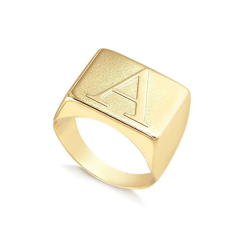 Anel Quadrado com Inicial Personalizada