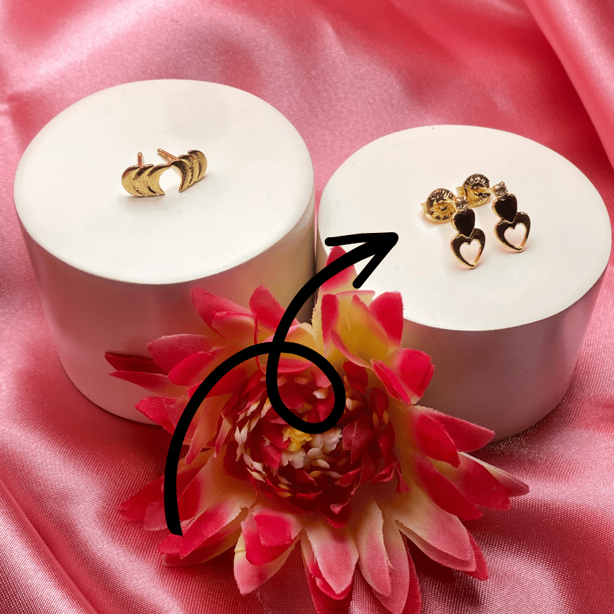 Brinco Infantil Strass e Dois Corações