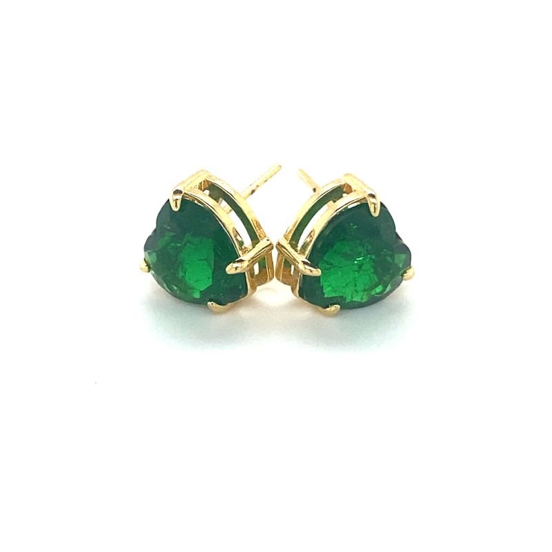 Brinco Pedra Verde Coração