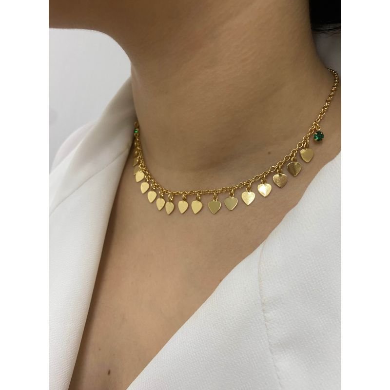 Choker Corações Folheado a Ouro 18k