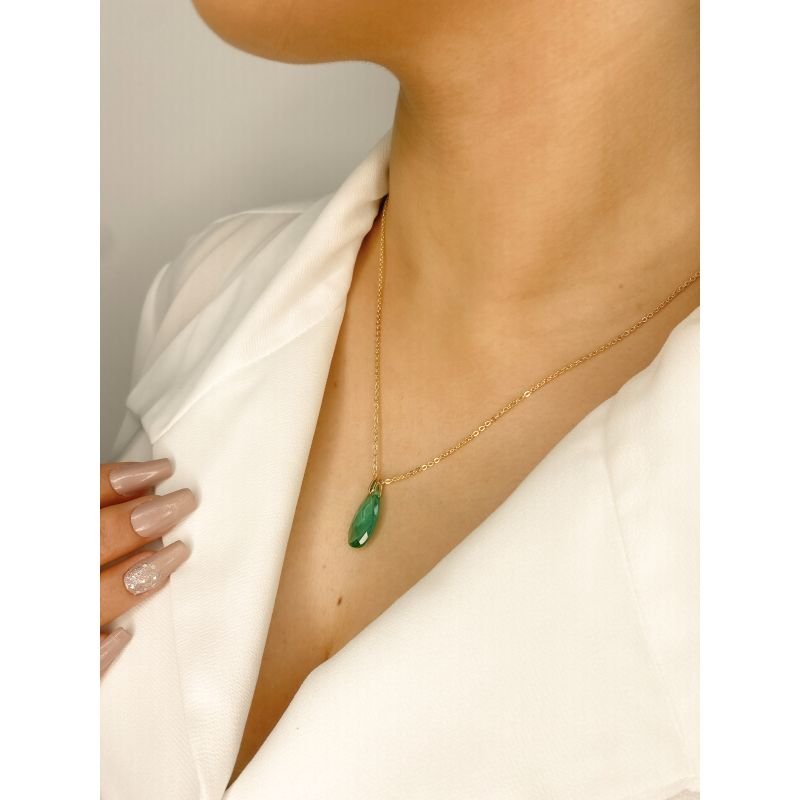 Colar Gota Verde Folheado a Ouro 18k - Rain