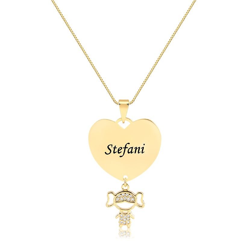 Colar Personalizado Coração com Filho (a)