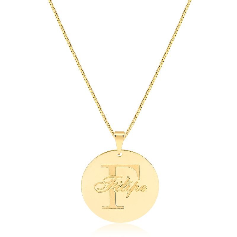 Colar Personalizado Inicial + Nome Sobreposto