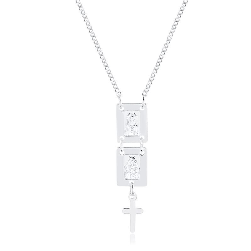 Colar Nossa Senhora do Carmo e Sagrado Coração de Jesus + Cruz